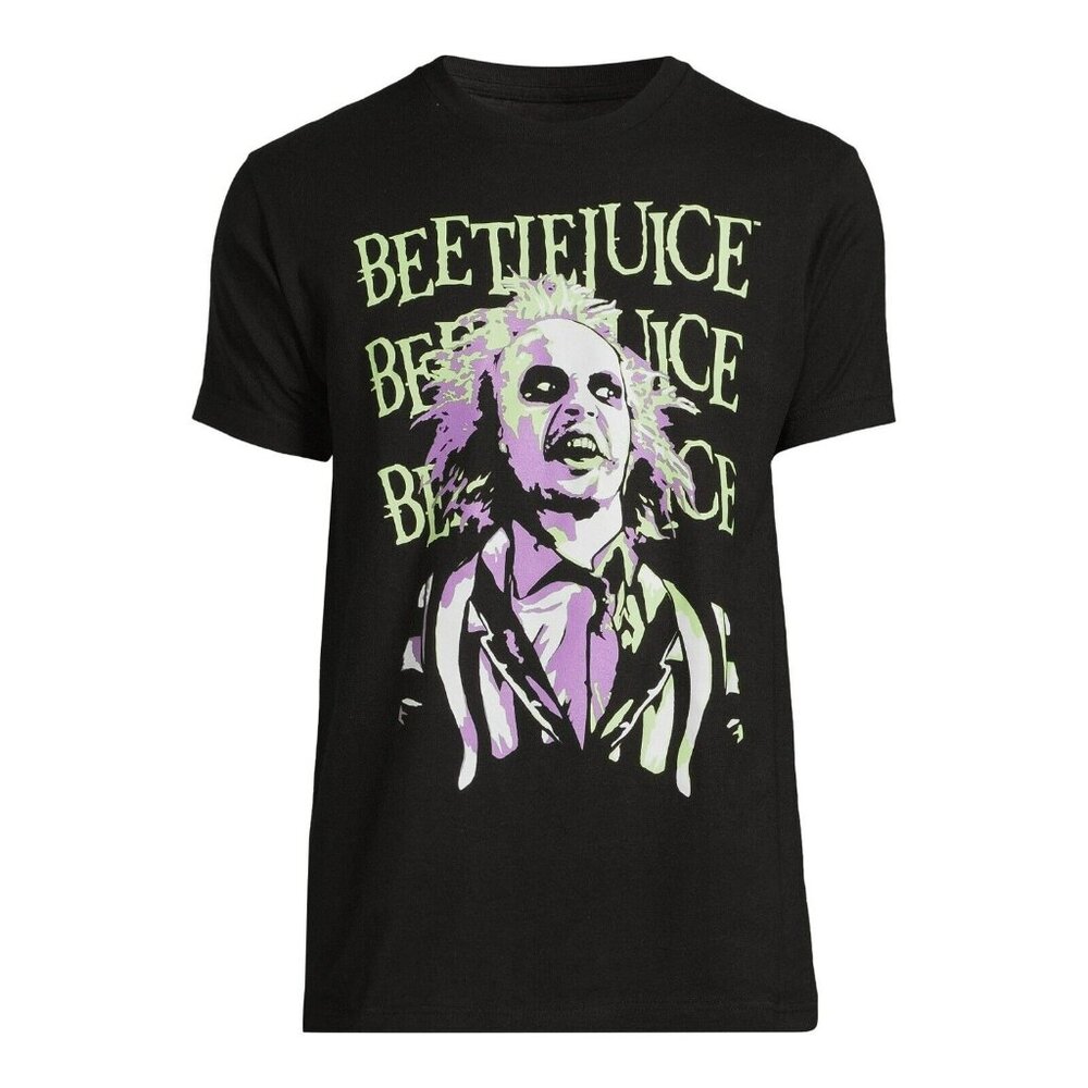 Beetlejuice Mens Short Sleeve Graphic T Shirt XL Black